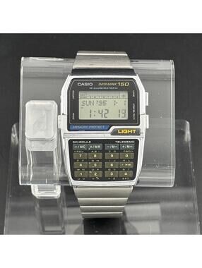 Vintage Casio DBC-1500 Data Bank Calculator Watch Retro Digital Telememo LCD